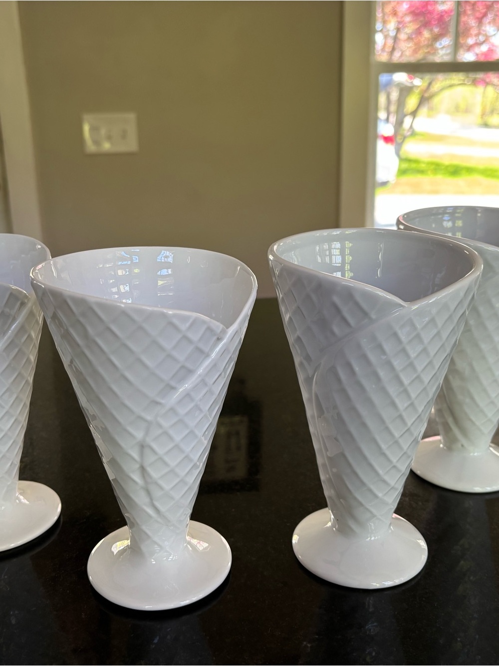 White Ceramic Ice Cream Sundae Cups - Set of 4